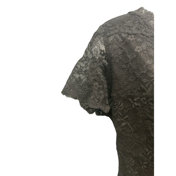 Vintage Ann Taylor Womens Y2K Lace Babydoll Top Size Large Black Romantic Witchy - Picture 6 of 7